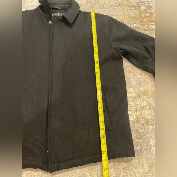 Perry Ellis Portfolio 100% Wool Mens Coat Jacket Size Med Black Quilted Lining - Picture 3 of 11